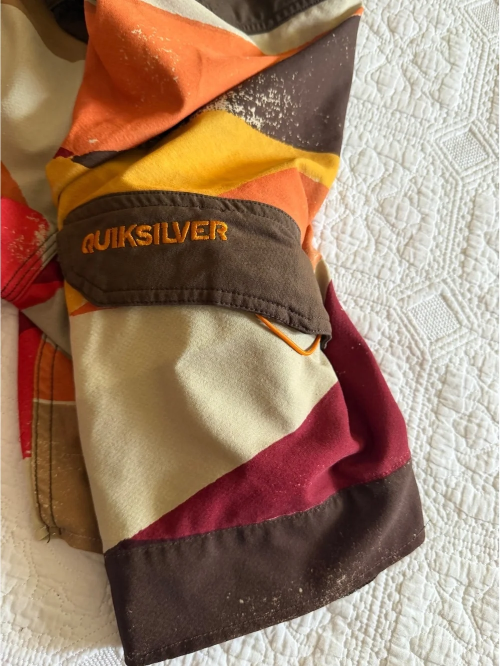 Vintage Quiksilver Men's Size 36 Multicolor Striped Board Shorts Side Pocket